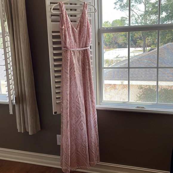 Beautiful Blush and Gold Sequin Formal Dress - Picture 2 of 7